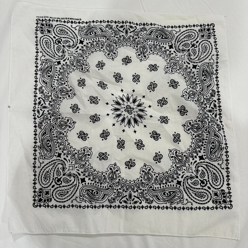 White Paisley Bandana Square Scarf